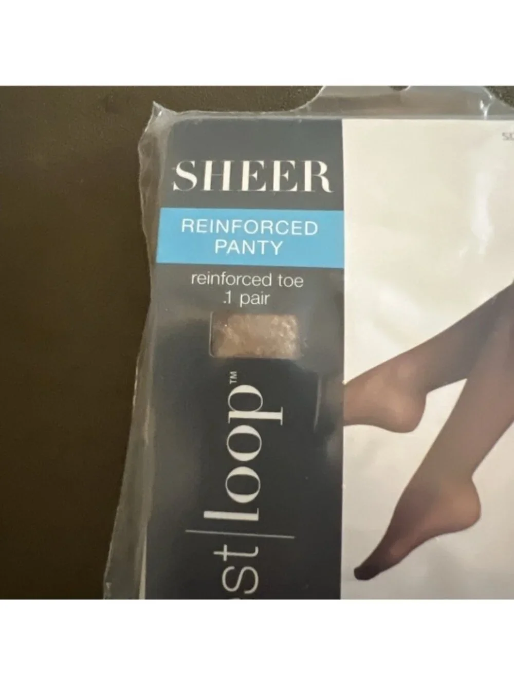 West Loop Sheer Reinforced Panty and Toe Nylon Pantyhose  Size B - Nude